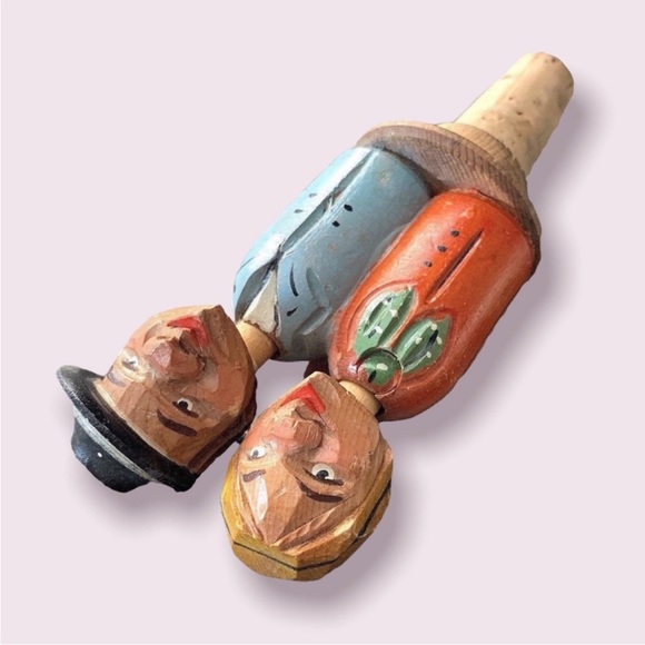 Anri Carved Wood Bottle Cork Stopper - Picture 7 of 10